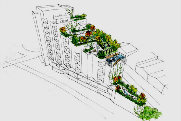 Drawing of the planned building from the consultation leaflet