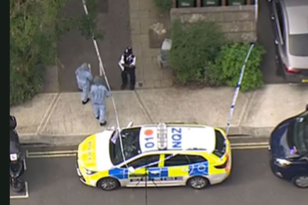 Police cordon off a block of flats on Scotts Road in Shepherd's Bush