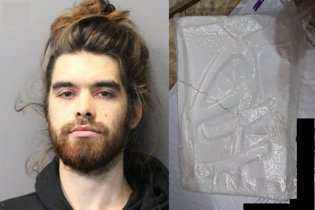 William Clarke with the package in which the drugs were sent