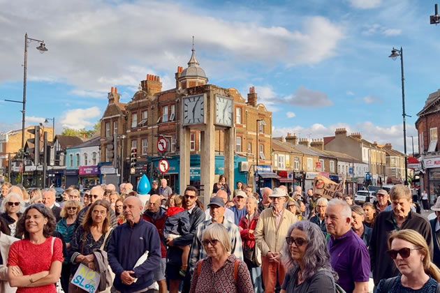 Hanwell residents protesting against the proposal by the Clock Tower last Thursday 