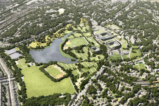 An aerial view facing south of the proposed facilities. Picture: AELTC 
