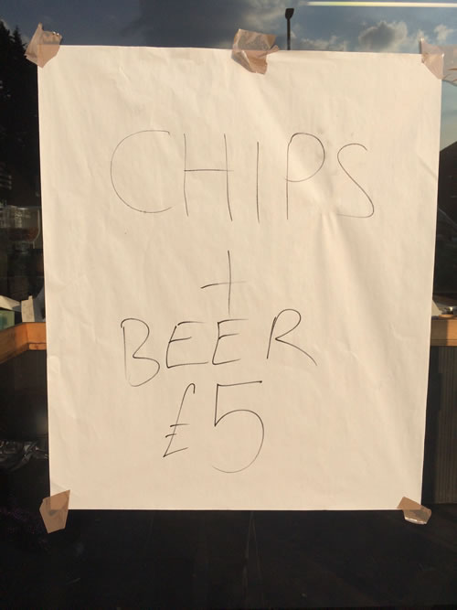 poster of beer and chips for sale at lovebox festival