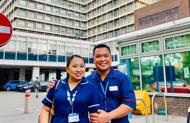 Ralph Deocampo and his wife Brenda at Charing Cross Hospital