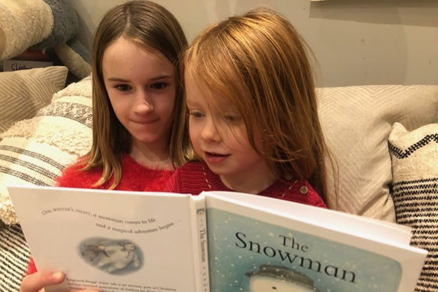 Rosie and Flo learning to love to read The Snowman 