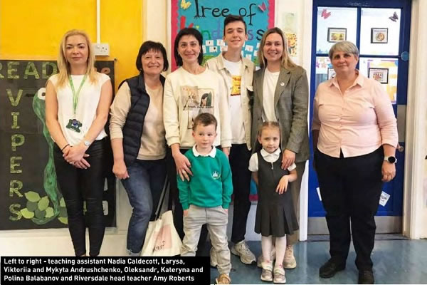 Mykyta, Polina, their families and Riversdale school staff. Picture: Schools Week
