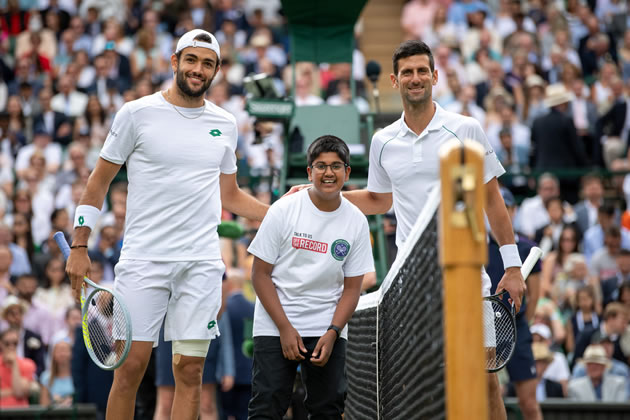 Sean Seresinhe, 13, performed the coin toss at the Gentlemen’s Singles Final in 2021