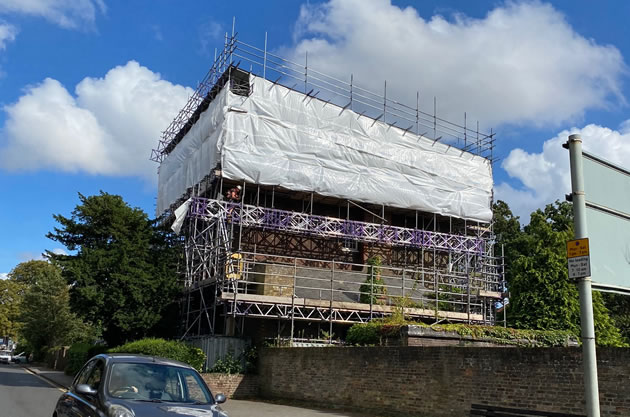Dorset Hall in scaffolding