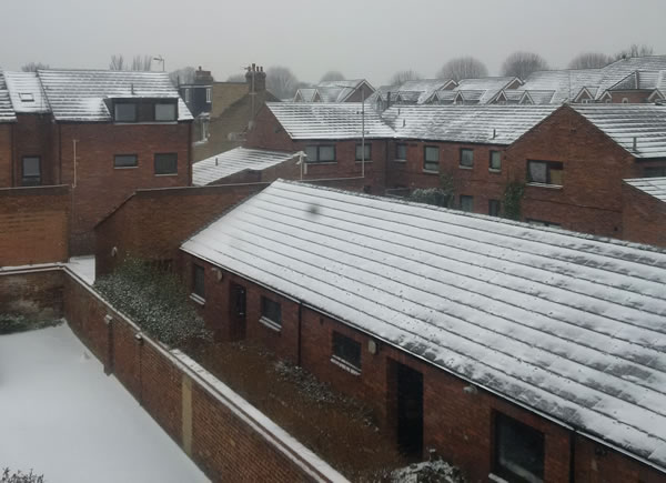 Snowy Wimbledon rooftops