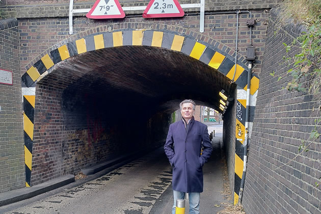 Dundonald ward Merton councillor David Dean at Lower Downs Road Bridge in Wimbledon