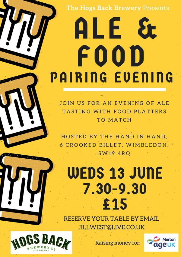 Ale and food pairing charity event in Wimbledon